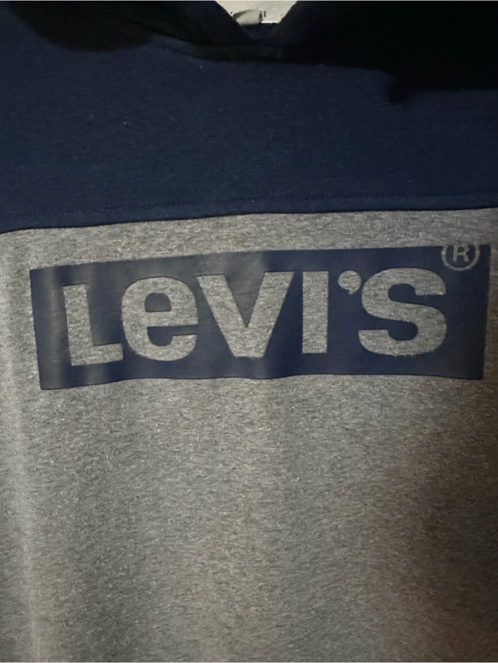 Levi's Men's Navy and Gray Logo Pullover Hoodie small